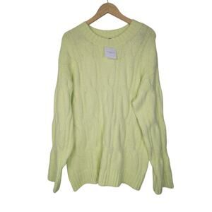 NWT American Eagle Neon Lemon Relaxed Fit Whoa So Soft Cable Knit Sweater
